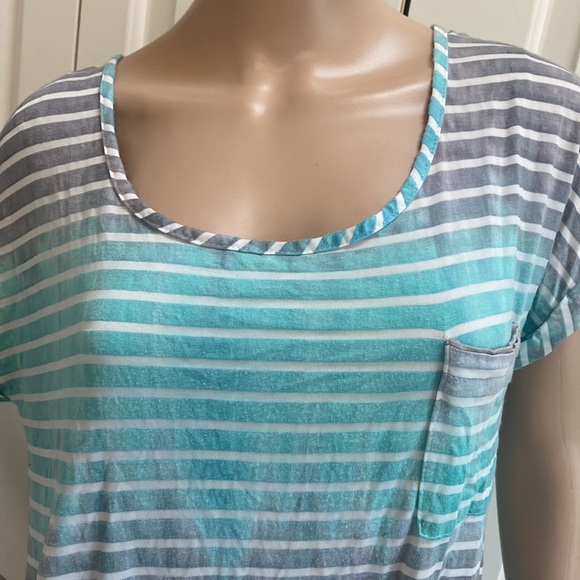 Blue Curl Beachwear Womens Large Cover up Long Shirt. stripes. Ombré. Pockets. - Picture 5 of 12